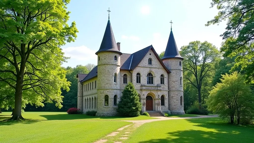 Valmiermuižas pils ruinas ar skaistas arhitektūras detaļām un dažiem kokļiem apkārt